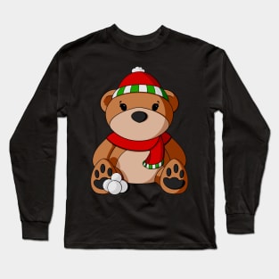 Snowball Fight Teddy Bear Long Sleeve T-Shirt